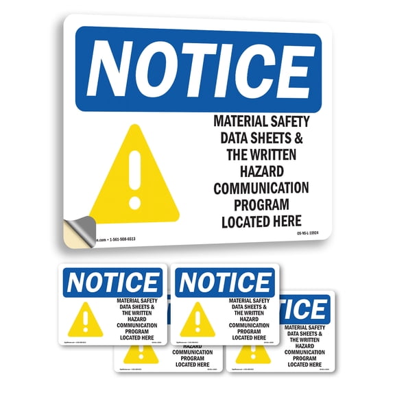 Material Safety Data Sheets Hazard Program OSHA Notice Vinyl Decal Label 5 Inch x 3.5 Inch - 5 Pack