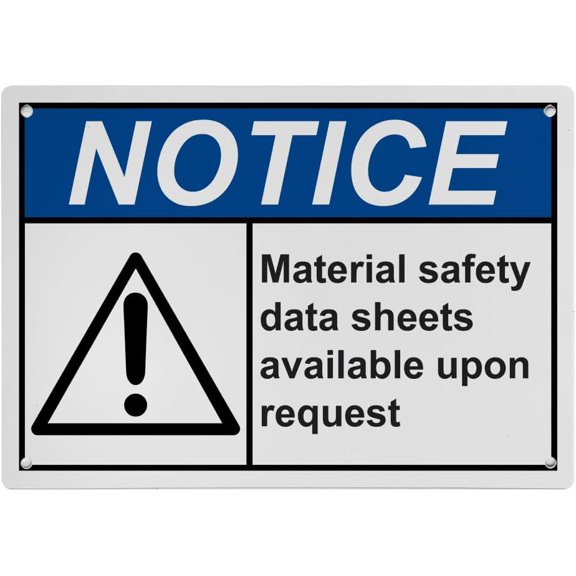 Material Safety Data Sheets MSDS Sign, Industrial MSDS Right to Know Sign 8"x12" UV Resistant for Indoor Outdoor Workplace