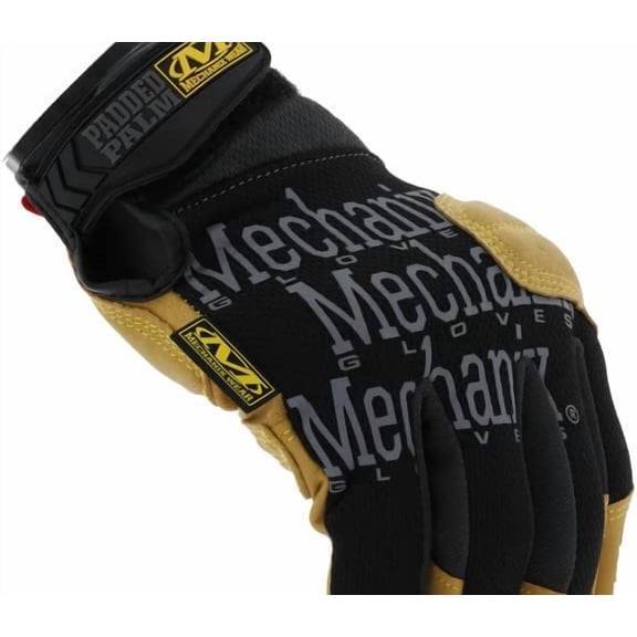 Material4X Padded Palm Gloves - Abrasion-Resistant Gloves for Protecting Hands - Leather - TrekDrey Material - Machine Washable - Brown/Black - Medium