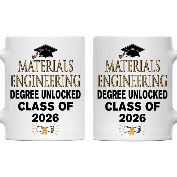 Materials Engineering Degree Unlocked Class of 2026 Mug - Achievement Unlocked Coffee Mug for Materials Engineering - Graduation Gift 2026-11oz White Ceramic Coffee Cup for Graduates