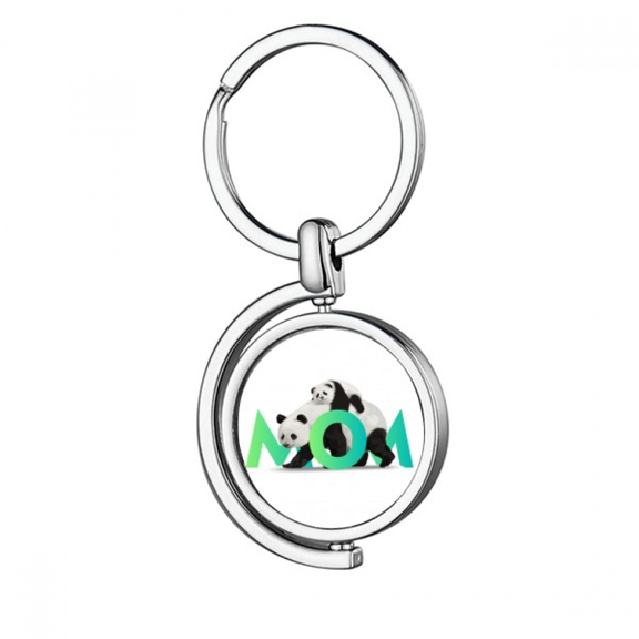 Maternal Animal Panda Raising Rotating Keychain Metal Keyring Holder