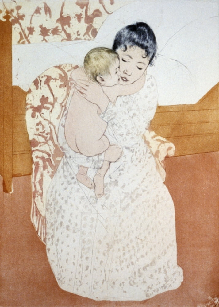 Maternal Caress 1891 Canvas Art - Mary Cassatt (24 x 36)