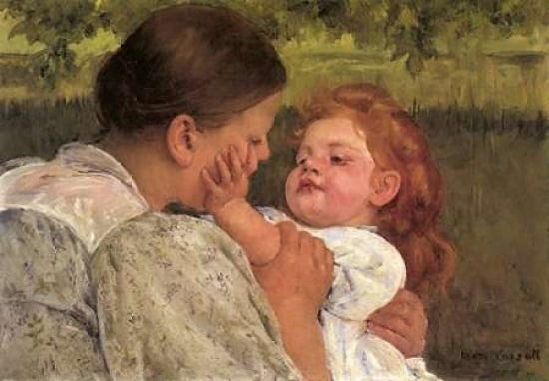 Maternal Caress 1896 Canvas Art - Mary Cassatt (20 x 28)