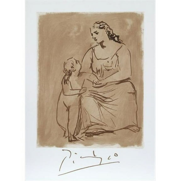 Maternite Lithograph on Paper - Brown - 29 In. x 22 In.