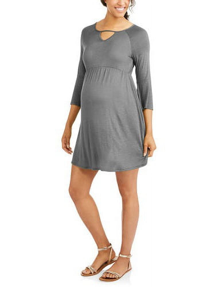 Maternity 3/4 Length Sleeve Fit n Flare Dress - Walmart.com