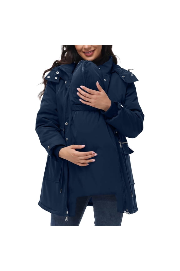 Maternity 3 in 1 Winter Coat 2025 Quilted Lined Hooded Puffer Down Jacket Parka Warm Thicken with Pockets