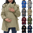 thumbnail image 1 of Maternity 3 in 1 Winter Coat for Women Hooded Thickened Thermal Quilted Puffer Jackets with Pockets Cold Weather Parka Outerwear Maternity Clothes, 1 of 9