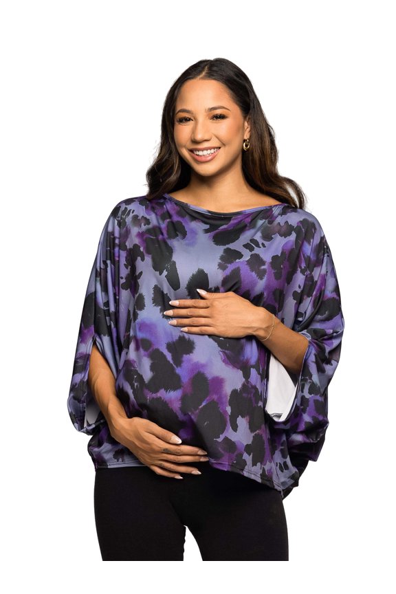 Maternity Animal Boat Neck Batwing Sleeve Top