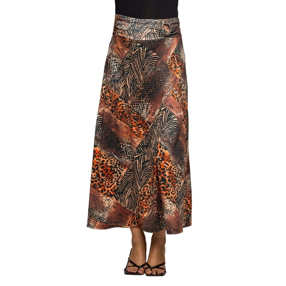 Maternity Animal Elastic Waist A Line Maxi Skirt