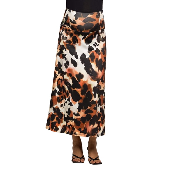 Maternity Animal Elastic Waist A Line Maxi Skirt