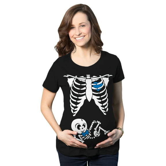 Maternity Baby Boy Skeleton Cute Halloween Pregnancy Bump T Shirt