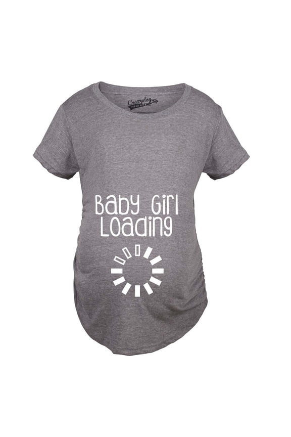 Maternity Baby Girl Loading T shirt Funny Pregnancy Announcement Reveal Cool Tee