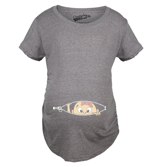 Maternity Baby Girl Peeking Pink Bow New Baby Announcement Pregnancy T shirt