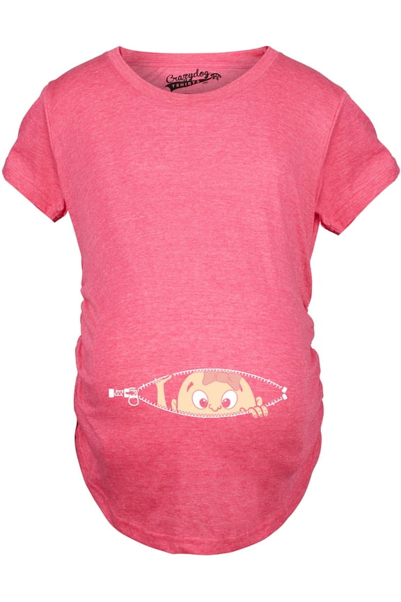 Maternity Baby Girl Peeking Pink Bow New Baby Announcement Pregnancy T shirt