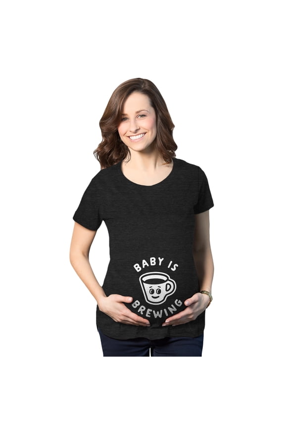 Maternity Baby Is Brewing T Shirt Funny Pregnancy Coffee Lover Announcement Graphic Tee