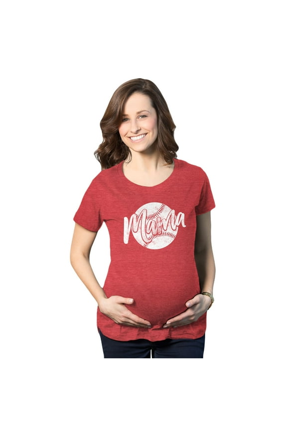 Maternity Baseball Mama T Shirt Cute Summer Sports Tee for Mom to Be