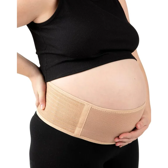 Maternity Belly Band for Pregnant Women - Pregnancy Must Haves Belly Support Band for Abdomen, Pelvic, Waist, Back - All Stages of Pregnancy & Postpartum Belly Band (Beige) - Pregnant Mom Gifts