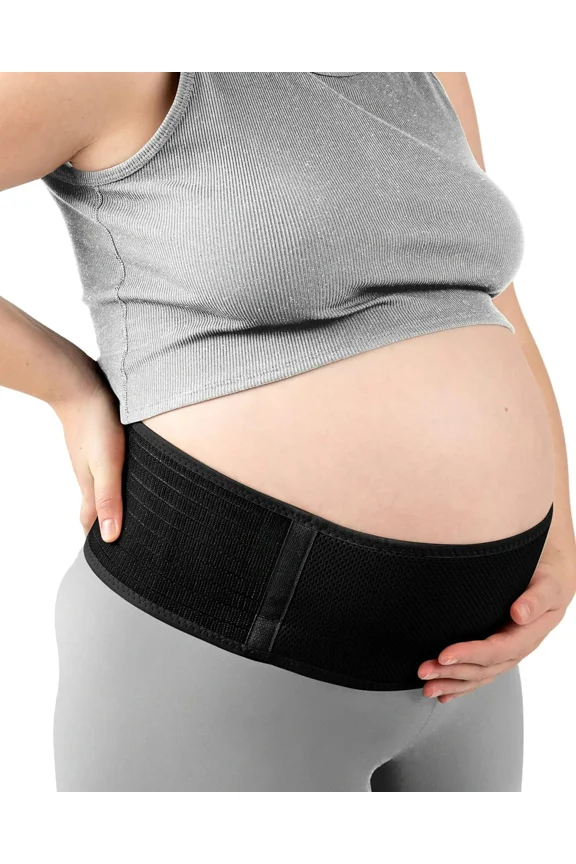 Maternity Belly Band for Pregnant Women - Pregnancy Must Haves Belly Support Band for Abdomen, Pelvic, Waist, Back - All Stages of Pregnancy & Postpartum Belly Band (Beige) - Pregnant Mom Gifts