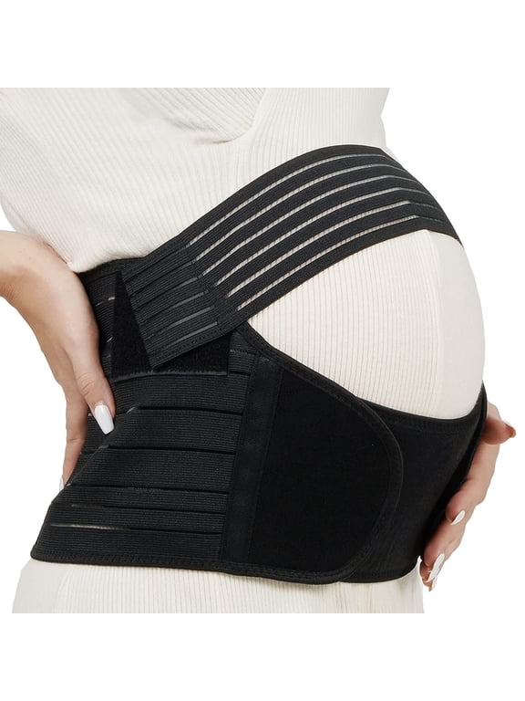 Maternity Belly Bands for Pregnant Women – Adjustable Belly Band for Pelvic & Back Pain – Ideal Supportive Belt for All Stages of Gestation – Pregnancy Must Haves for To Be Moms (Black, Medium)