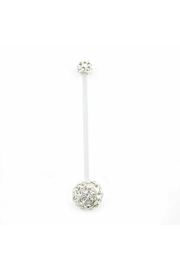 Maternity Belly Button Ring With Flexi Shaft and Ferido Disco Balls 14G
