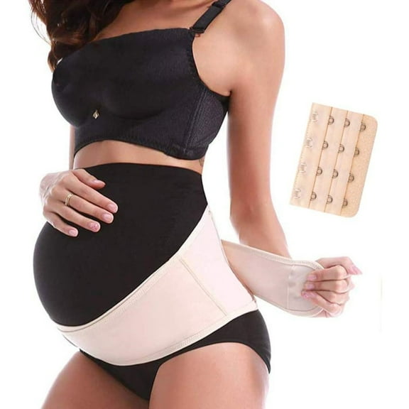 Maternity Belt 2.0, Belly Band for Pregnancy, Two in One Pregnancy Belt for Your Entire Pregnancy and Postpartum Recovery, Antepartum Abdominal Back Support Universal Size Beige