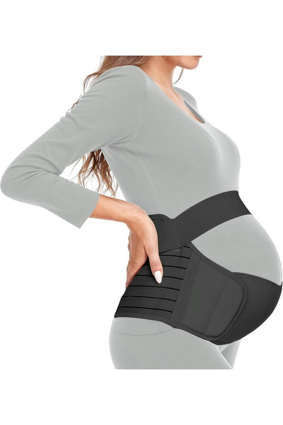 Maternity Belt Pregnancy Belly Band 3 in 1 Maternity Support Belt for Pregnant Back/Pelvic/Hip Pain, Maternity Band Belly Support for Pregnancy (Black, L: Fit Ab 39.5"-51.3")