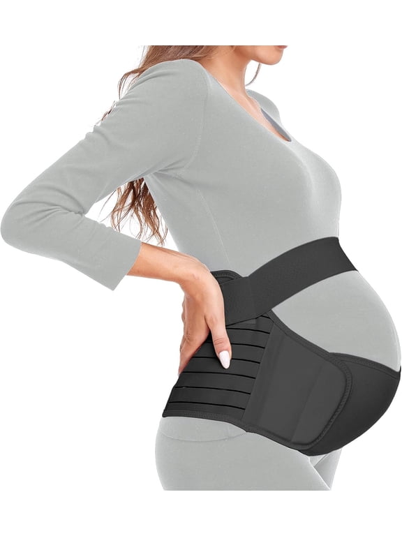 Maternity Belt Pregnancy Belly Band 3 in 1 Maternity Support Belt for Pregnant Back/Pelvic/Hip Pain, Maternity Band Belly Support for Pregnancy (Black, L: Fit Ab 39.5"-51.3")