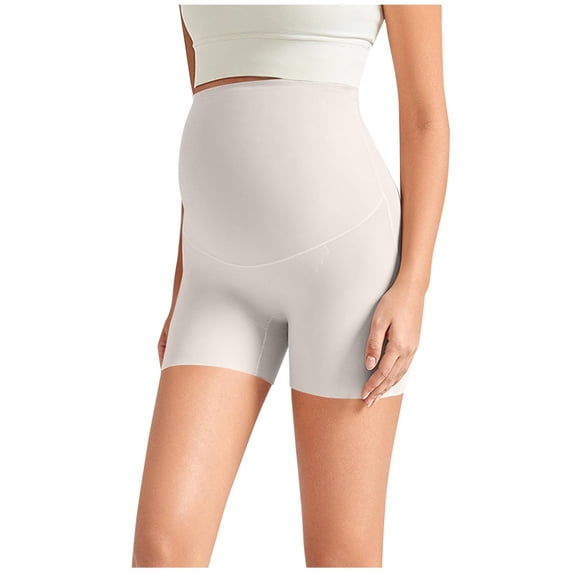Maternity Biker Shorts Over Belly High Waisted for Pregnancy Yoga Workouts Gray M