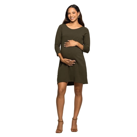 Maternity Boat Neck Knee Length A Line Dress