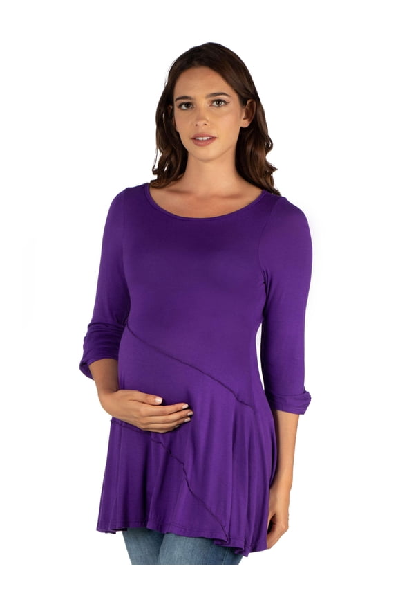 Maternity Boat Neck Ruched Swing Tunic Top