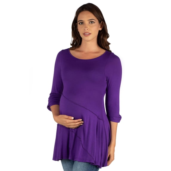 Maternity Boat Neck Ruched Swing Tunic Top