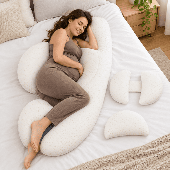 Maternity Body Pillow with Removable Adjustable Cover for Full Support