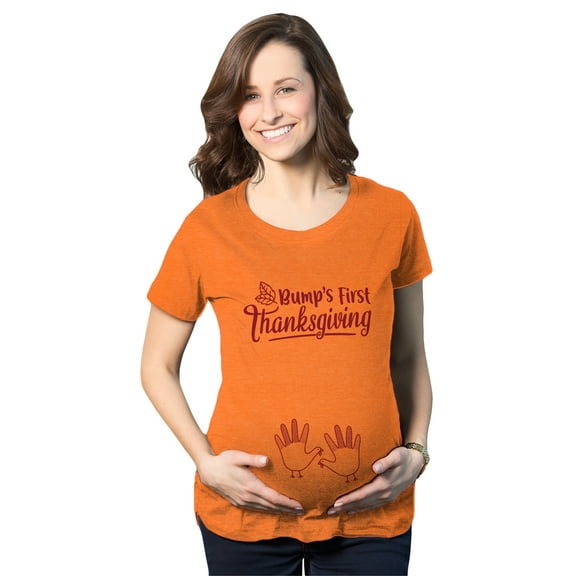 Maternity Bump's First Thanksgiving T Shirt Cute Funny Turkey Day Pregnancy Tee
