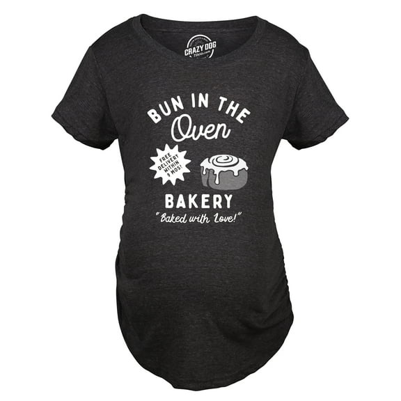 Maternity Bun In The Oven Bakery T Shirt Funny Cute Pregnant Pastry Baking Tee for Ladies