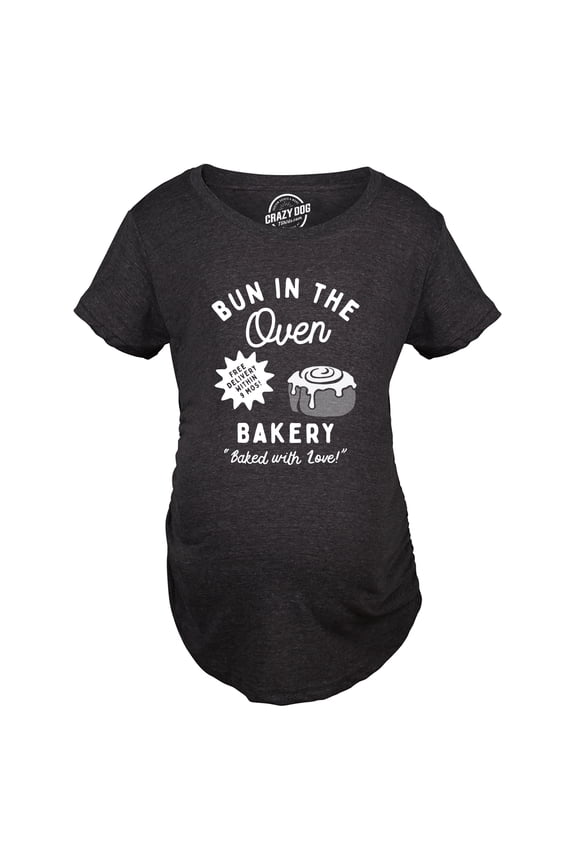 Maternity Bun In The Oven Bakery T Shirt Funny Cute Pregnant Pastry Baking Tee for Ladies