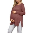 thumbnail image 1 of Maternity Clothes Long Sleeve Side Split Maternity Shirts Tops for Women, 1 of 5