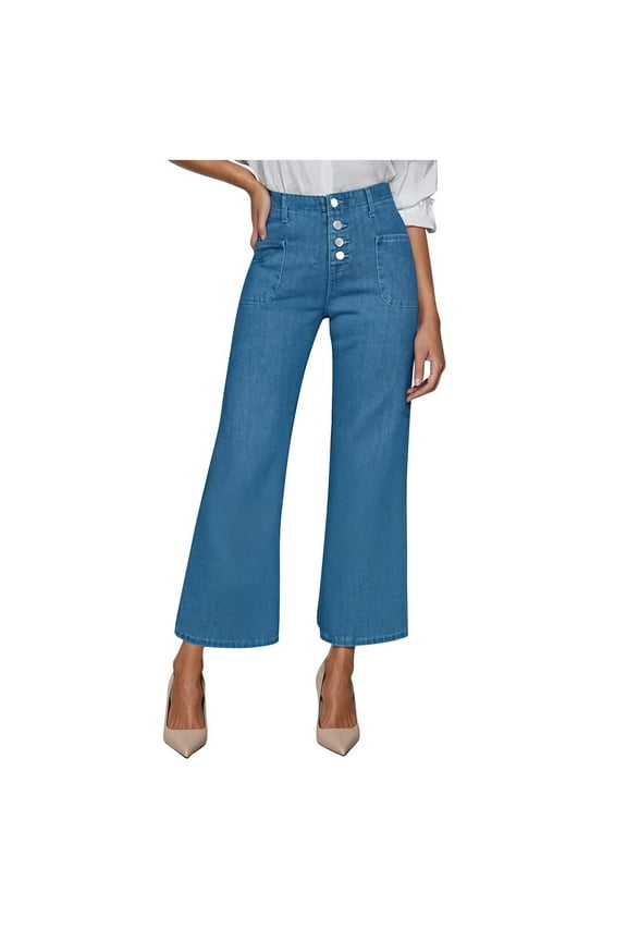 Women's Maternity Jeans Mid-Rise Comfy Stretch Denim Pants Ripped Straight Leg Boyfriend Jeans Pregnancy Pants with Pockets, S-XL