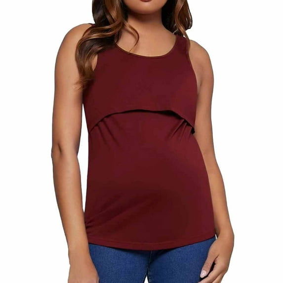 Maternity Clothes Summer Womens Nursing Tank Tops Solid Color Round Neck Sleeveless Breastfeeding Blouse Shirt Pregnancy Clothes for Women