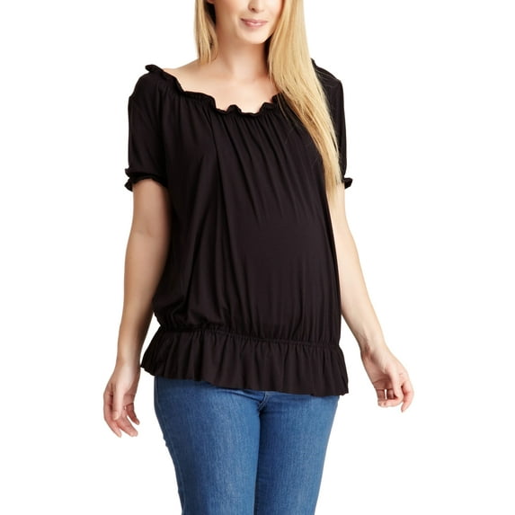 Maternity Convertible Neckline Short Sleeve Top