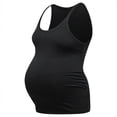 thumbnail image 1 of Maternity Cotton Tank Tops Women's Sleeveless Ribbed T-Shirts Round Neck Side Ruched Pregnancy Cami Basic Summer Vests Black S, 1 of 3