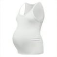 thumbnail image 1 of Maternity Cotton Tank Tops Women's Sleeveless Ribbed T-Shirts Round Neck Side Ruched Pregnancy Cami Basic Summer Vests White L, 1 of 2