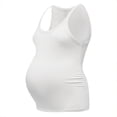 thumbnail image 1 of Maternity Cotton Tank Tops Women's Sleeveless Ribbed T-Shirts Round Neck Side Ruched Pregnancy Cami Basic Summer Vests White M, 1 of 2
