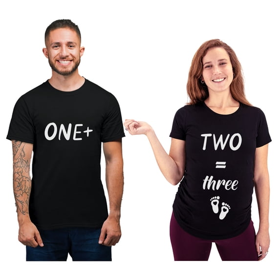 Maternity Couples Shirts Pregnancy Announcement Funny Mom Dad Matching Shirts Women Black Large / Men Black Medium