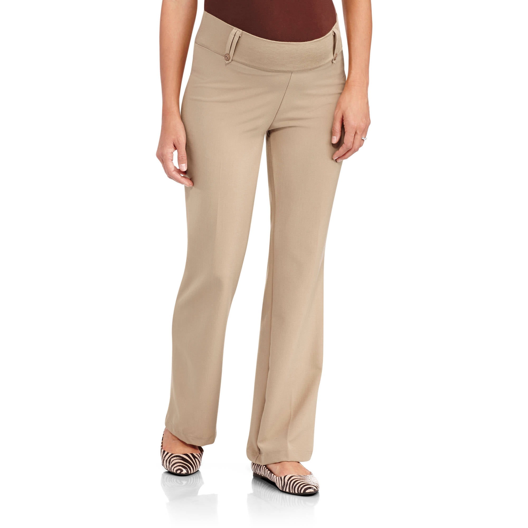 Maternity Demi-Panel Career Pants with Belt Loops - Main Image