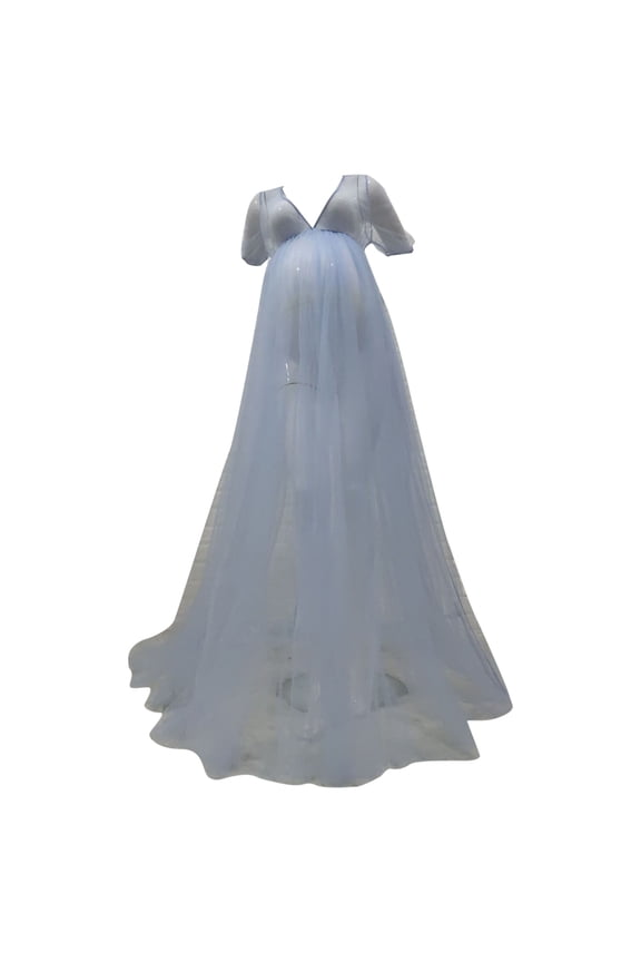 Maternity Dress Feeding Dress Women Mesh Shorts Sleeves Trailing Photoshoot Dress Mama Sundress Casual Fashion Summer Clothes