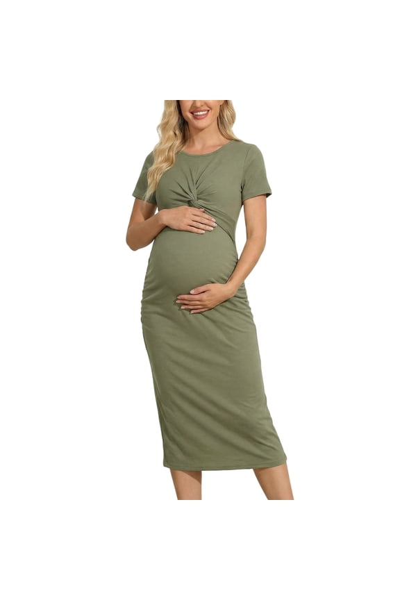 Maternity Dress for Women Maternity Bodycon Summer Dress Slim Fit Stretchy Sleeveless Casual Pregnancy Outfit Solid Color Bump Hugging Maternity Clothes