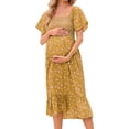 thumbnail image 1 of Maternity Dress for Women Floral Square Neck Maternity Maxi Dress Elegant Smocked Waist Flowy A-Line Casual Long Dress for Pregnancy Photoshoot Maternity Clothes, 1 of 6