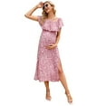 thumbnail image 1 of Maternity Dress Women's Off Shoulder Split A Line Casual Maxi Dress Photography Dress, 1 of 5