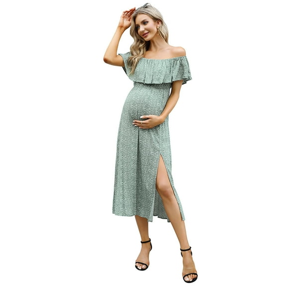 Maternity Dress Women's Off Shoulder Split A Line Casual Maxi Dress Photography Dress