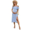 thumbnail image 1 of Maternity Dress Women's Off Shoulder Split A Line Casual Maxi Dress, 1 of 5